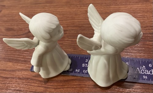 2 statuine angeli cherubino in ceramica sinistra su 5-1/2" #C38 - Foto 10 di 12