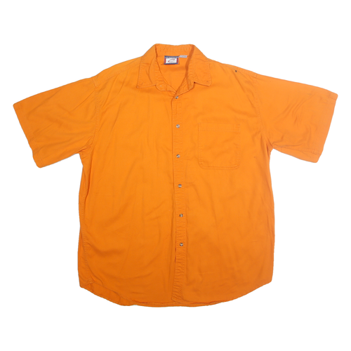 CADRE ATHLETIC Mens Orange Cotton Shirt 2XL Short Sleeve Button Up Casual Wear - Picture 1 of 6