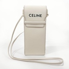 Celine White Leather Sunglasses Case Shoulder Bag Unisex Logo Compact Authentic
