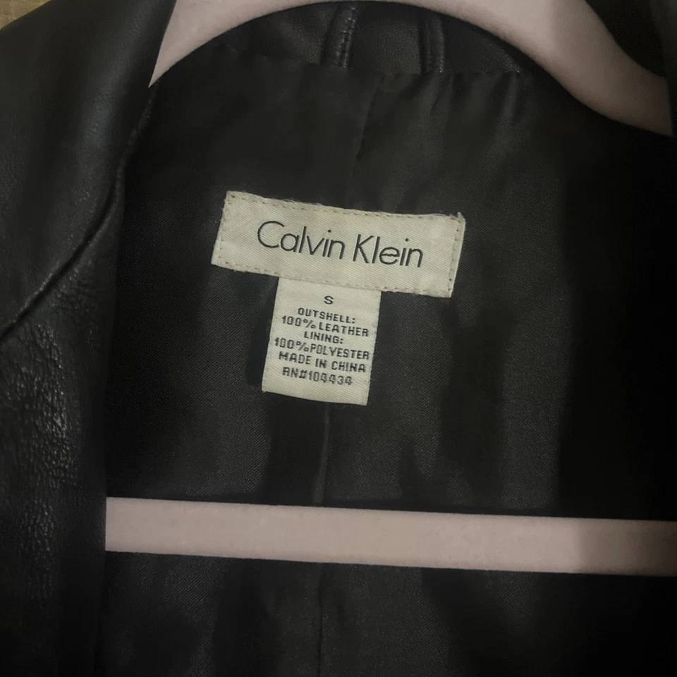 Calvin Klein small leather jacket ladies biker vintage y2k - Image 3 of 4