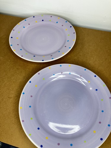 Whittard Of Chelsea Beilagenteller 20 cm Flieder Lila Gepunktet Handbemalt x 2 Paar