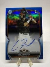 2023 Bowman Draft #CDA-CF Cole Foster Chrome Autographs Blue #/150 SN,AU
