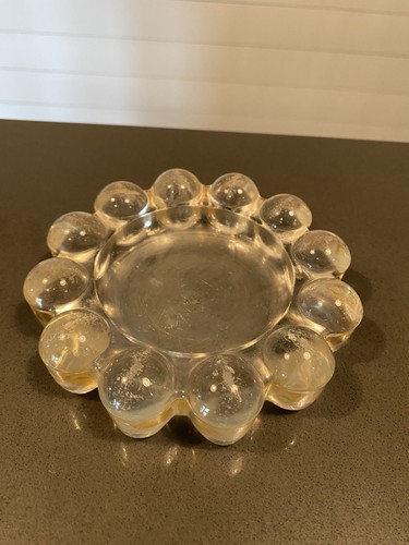 Vintage Aschenbecher/Schmuckschale MCM 5" Klarglas Boopie Bubble Ball Kunstglas