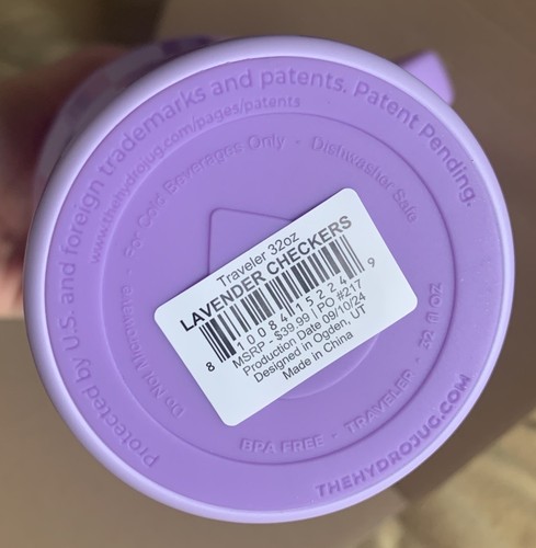 HydroJug Traveler 32oz Lavender Checkers Limited Edition Tasse Neu - Bild 3 von 8