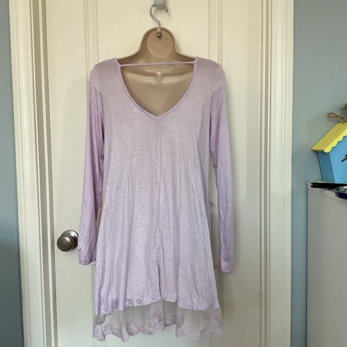 NWT Anthropologie Maronie Purple High Low Lacy Tiered Hem Top Tunic Size Large - Picture 6 of 9