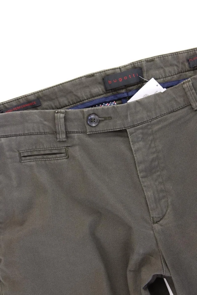 ⭐ Bugatti pantaloni per uomo taglia W34/L32, M, 50 verde oliva di cotone ⭐ - Immagine 2 di 4