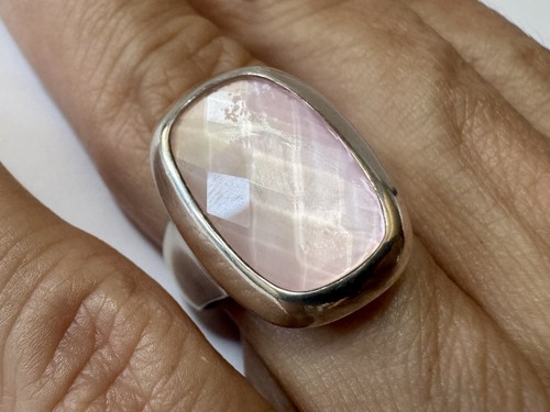 Joseph Esposito ESPO Statement Ring Wide Sterling Silver Band Pink Quartz Size 6 - Picture 6 of 18