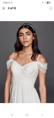 Galina 4 Wedding Dress Tulle A Line Swag Sleeve Classic Gown Strapless Pleated - Picture 2 of 10