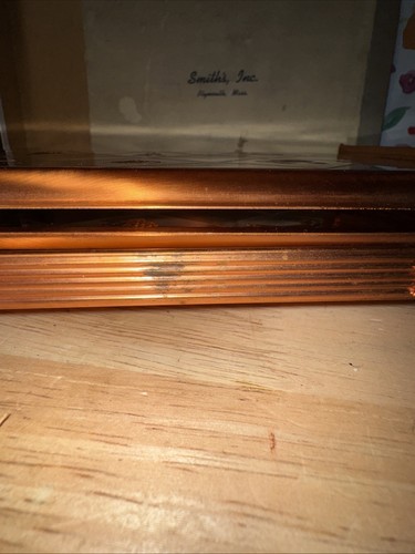 Vintage CHASE Art Deco FOLDING SNACK TRAY Embossed Shiny Cooper- Stamped Signed - Picture 12 of 12