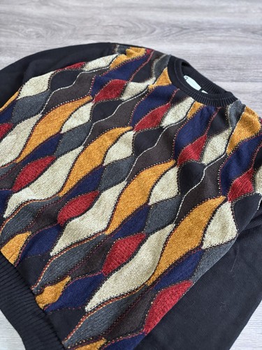 Vintage 90s Bachrach Coogi Style Multi-Color Knit Crewneck Sweatshirt Men’s XXL - Picture 2 of 8