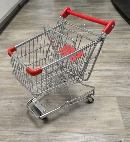 Metal Toy Shopping Cart with 360° Wheels Perfect for Kids' Play 12” mini Cart
