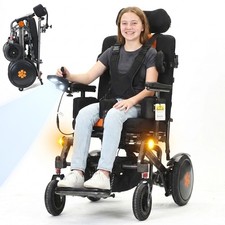 Senior's Foldable Small Size Electric Travel Wheelchair, Signals  Safety Vest
