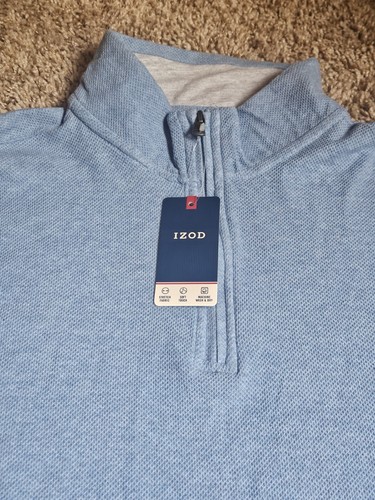 NEW IZOD Sweater Mens XL Light Blue Quarter Zip Pullover Long Sleeve NWT - Picture 3 of 7