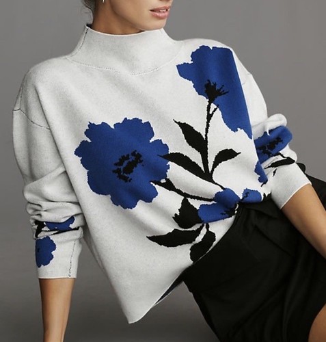 Anthropologie Maeve The Carys Mock-Neck Sweater New NWT Size 3X Floral
