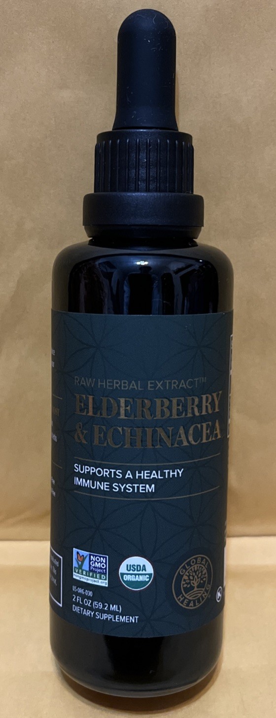 Global Healing USDA Organic Elderberry & Echinacea Liquid Supplement (2 Oz)