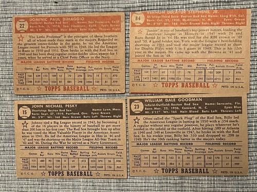 DOM DiMAGGIO JOHNNY PESKY VERN STEPHENS BILLY GOODMAN 1952 TOPPS VG-EX RED SOX - Picture 6 of 6