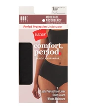 Hanes Comfort, Period. Women's Brief Underwear, Moderate Leaks, 1-Pack
