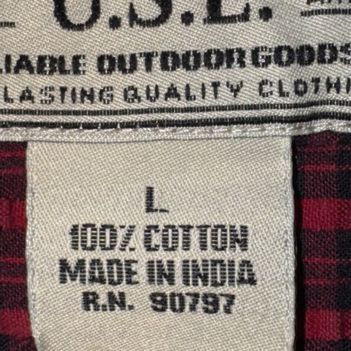 Camisa de franela a cuadros roja negra con botones para exteriores US Expedition para hombre - Imagen 5 de 9