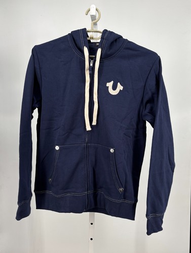True Religion Classic Logo Zip Up Hoodie Herren L blau Grafikdruck Streetwear - Bild 1 von 6