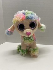 Ty Beanie Boos 6 Rainbow Poodle Dog Plush Pink Glitter Eyes 2021