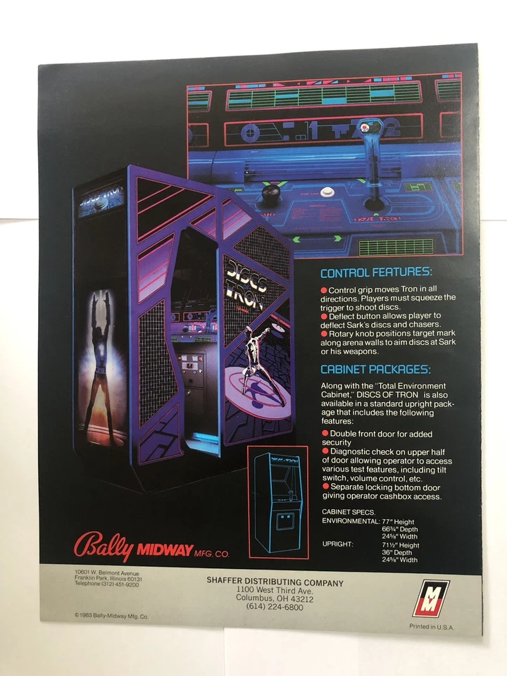 *Rare Original* Bally Discs Of Tron Arcade Video Game Flyer 4 Sided Foldout VGC - Image 2 of 4