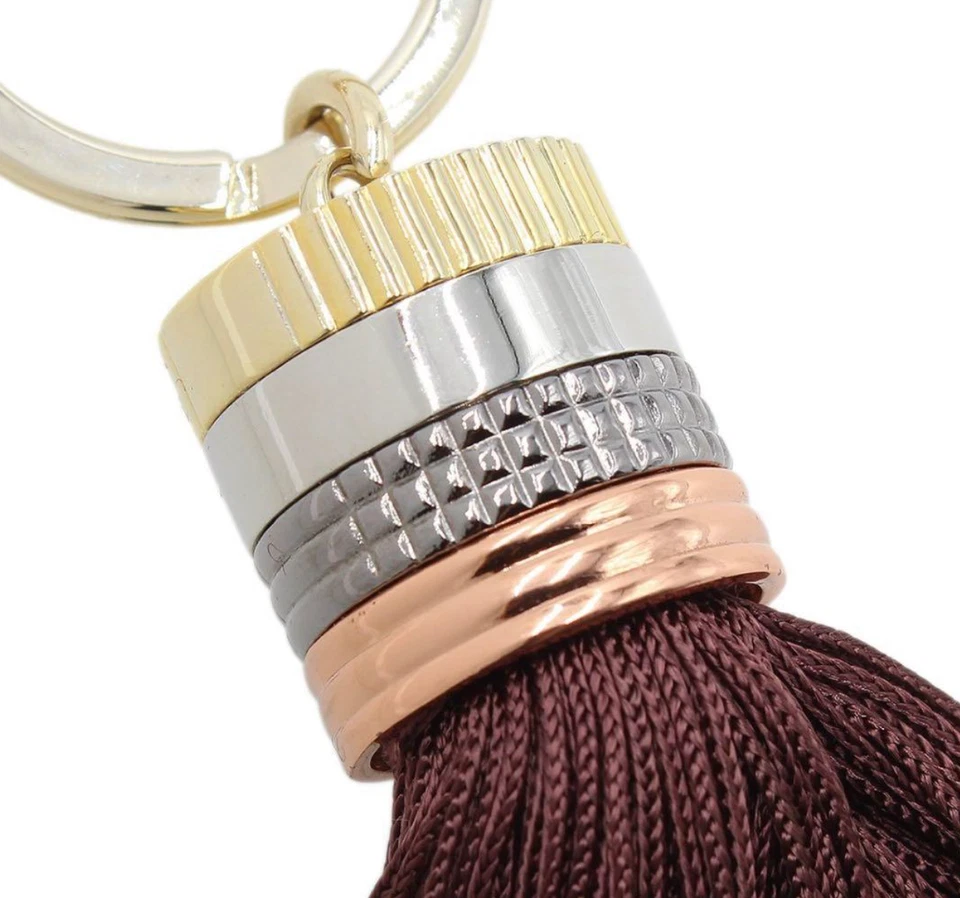Boucheron Keychain Quatre Tassel Fringe Brown Three Gold with Box Unused - Image 4 of 4