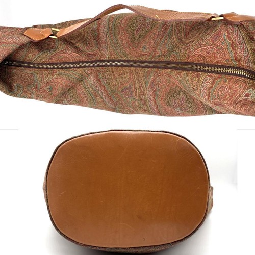 Bolso de Hombro Etro Marrón Lona Cuero con Patrón Paisley, Buen Estado - Imagen 3 de 9