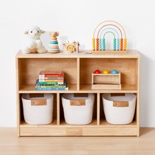 Gummiholz Kinderregal Spielzeugschrank, Spielzeugregal, 90x30x60 cm