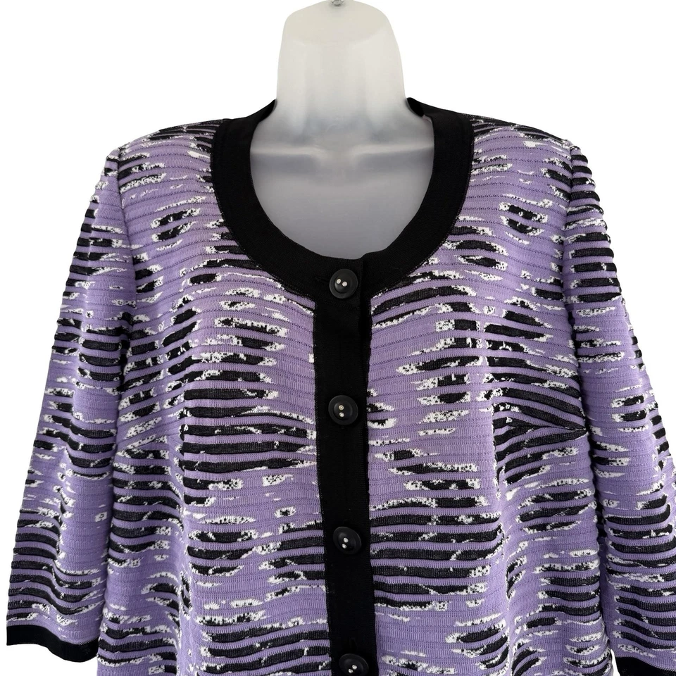 Cárdigan Suéter Stizzoli Mujer Etiqueta 52 Púrpura Texturizado Botón Hecho en Italia Foto 4 de 4