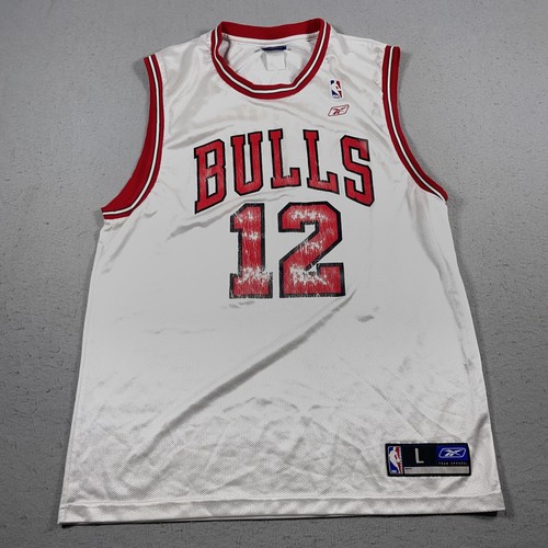 Chicago Bulls Jersey Mens Large White NBA Basketball Hinrich 12 Reebok Polyester
