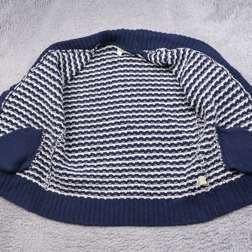LL Bean Womens Size XL Ragg Wool Birds Eye Knit Caridgan Sweater Navy Blue - Imagen 11 de 19
