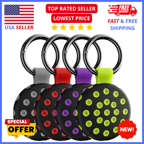 AirTag Keychain Holder 4-Pack – Silicone Case for Pets, Luggage, Bags & Keys