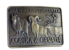 Belt Buckle NRA Whittington Center Alaska Canada Solid Brass 1980s USA