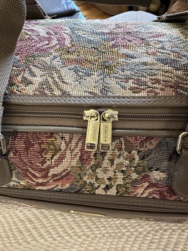 Vintage Jaguar Travel Luggage 20” + 15" Floral Tapestry Soft Shell Weekender Set - Picture 11 of 20