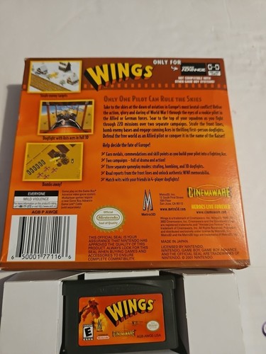 Gameboy Advance Wings Gba Authentic  Original Nintendo OEM Game Complete - Picture 7 of 7