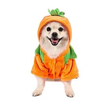 Dog Hoodie Cute Funny Halloween Style Pumpkin Cosplay Costume Warm Puppy Fleece