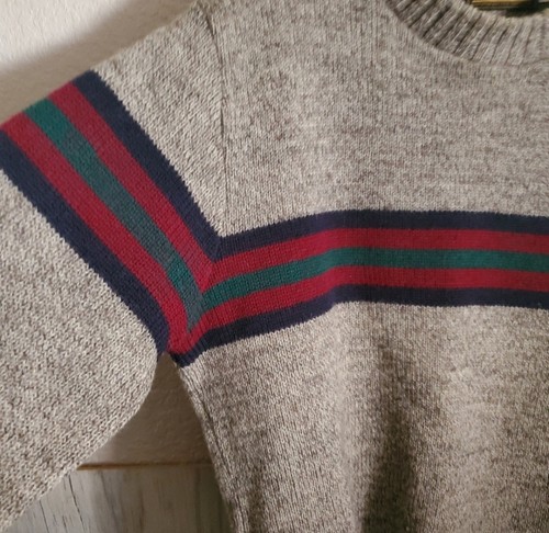 Eddie Bauer grau Wolle Herren XL Pullover blau rot grün gestreift Sweater Gr. XL - Bild 4 von 11