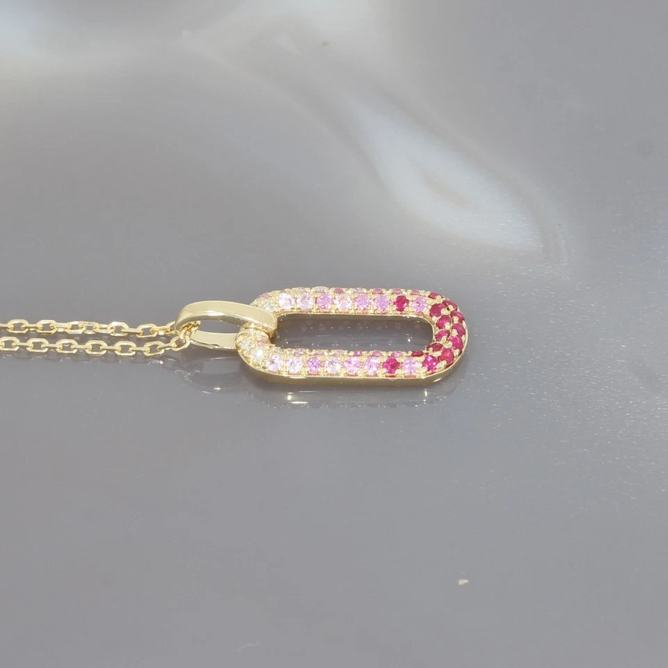 Wert 2080 € Brillant Saphir Rubin Anhänger & Kette 585 14 Karat Gelb Gold xxyy - Bild 4 von 4