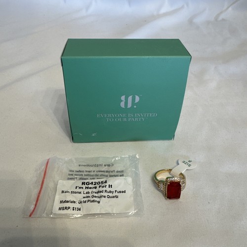 Bomb Party Ring New In Box Sz 8 RG42054 Ruby Fused With Quartz Gold Played $134