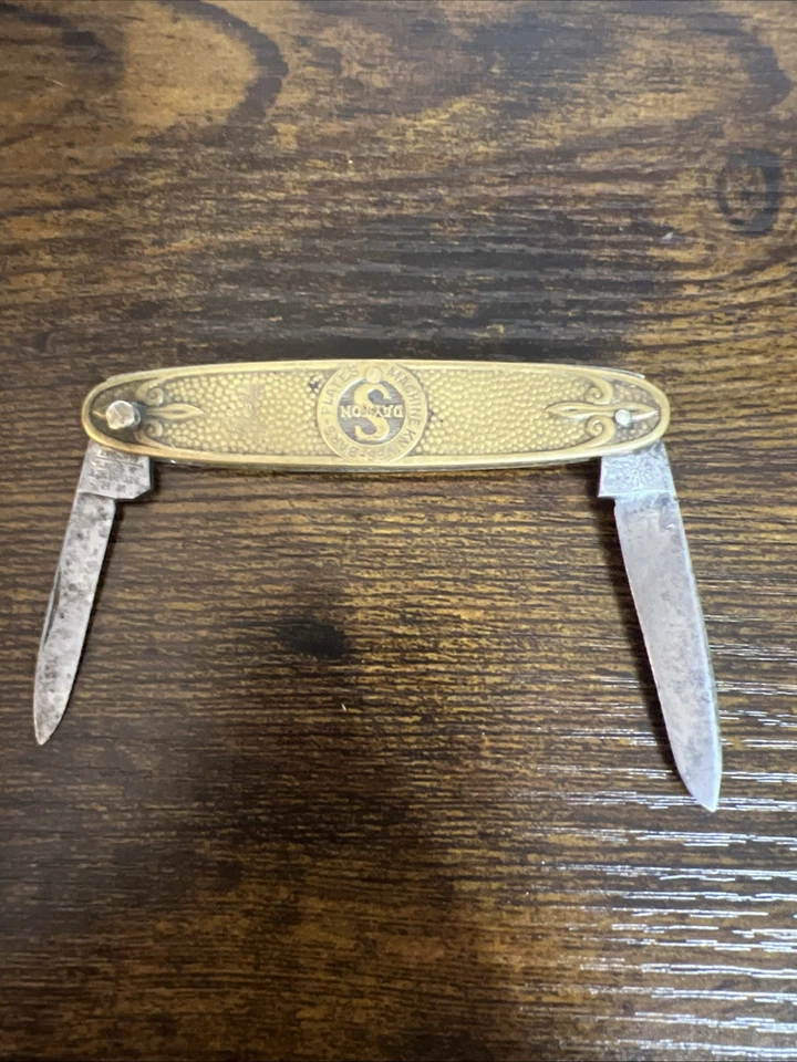 Navaja de bolsillo con anillo publicitario 1922 AA Simonds and Son Dayton Ohio Foto 3 de 4