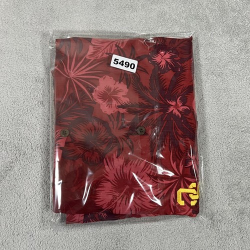 USC Trojans Tommy Bahama camicia uomo XL rosso seta floreale hawaiano collo ad anello Aloha - Foto 13 di 13