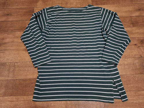Vintage LAURA ASHLEY Green White Cotton Striped Jumper Top UK 14 EU 42 USA 10 - Picture 6 of 15