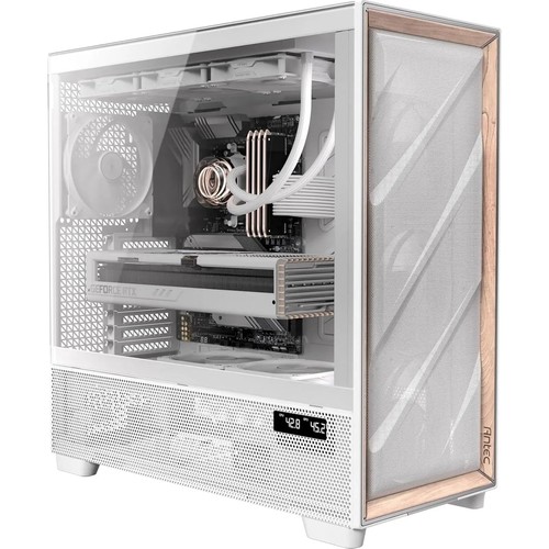 Antec Flux PRO Full Tower PC Case with Tempered Glass, White/Wood, 6 Pre-Install - Picture 1 of 6