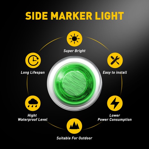 Lámpara de luz de marcador lateral LED redonda de bala de 3/4" verde 100x para remolque camión 12V - Imagen 3 de 18