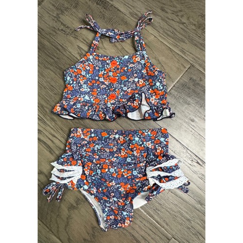 Love & Grow Clothing Co Floral Swimsuit Set Girls 3T Tankini Ruffle