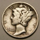 1939 S Mercury Dime 90% Silver F-VF  "Actual Coin Pictured - Not Cleaned"