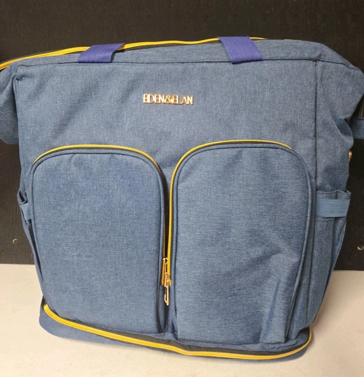 Eden & Elan Diaper Bag Backpack Tote Blue Large Changing Pad NWOT Dust Bag