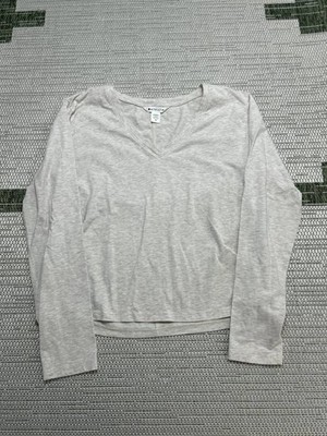 Athleta Outbound V Neck Top Womens Medium Gray Heathered Stretch Relaxed Fit