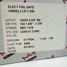 New Missing Dorma C800 C800ELJ LR C 626 Electrifid Fail Safe Lock C880ELJLRC626