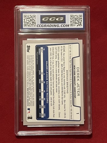 2012 Topps Bowman Derek Jeter #1 CCG 10 Gem Mint - Bild 11 von 11